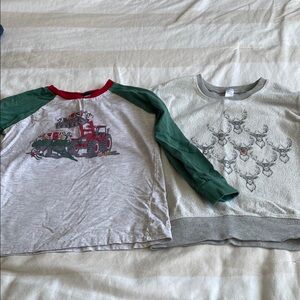 Kids Tractor and Deer Print Long Sleeve Shirts